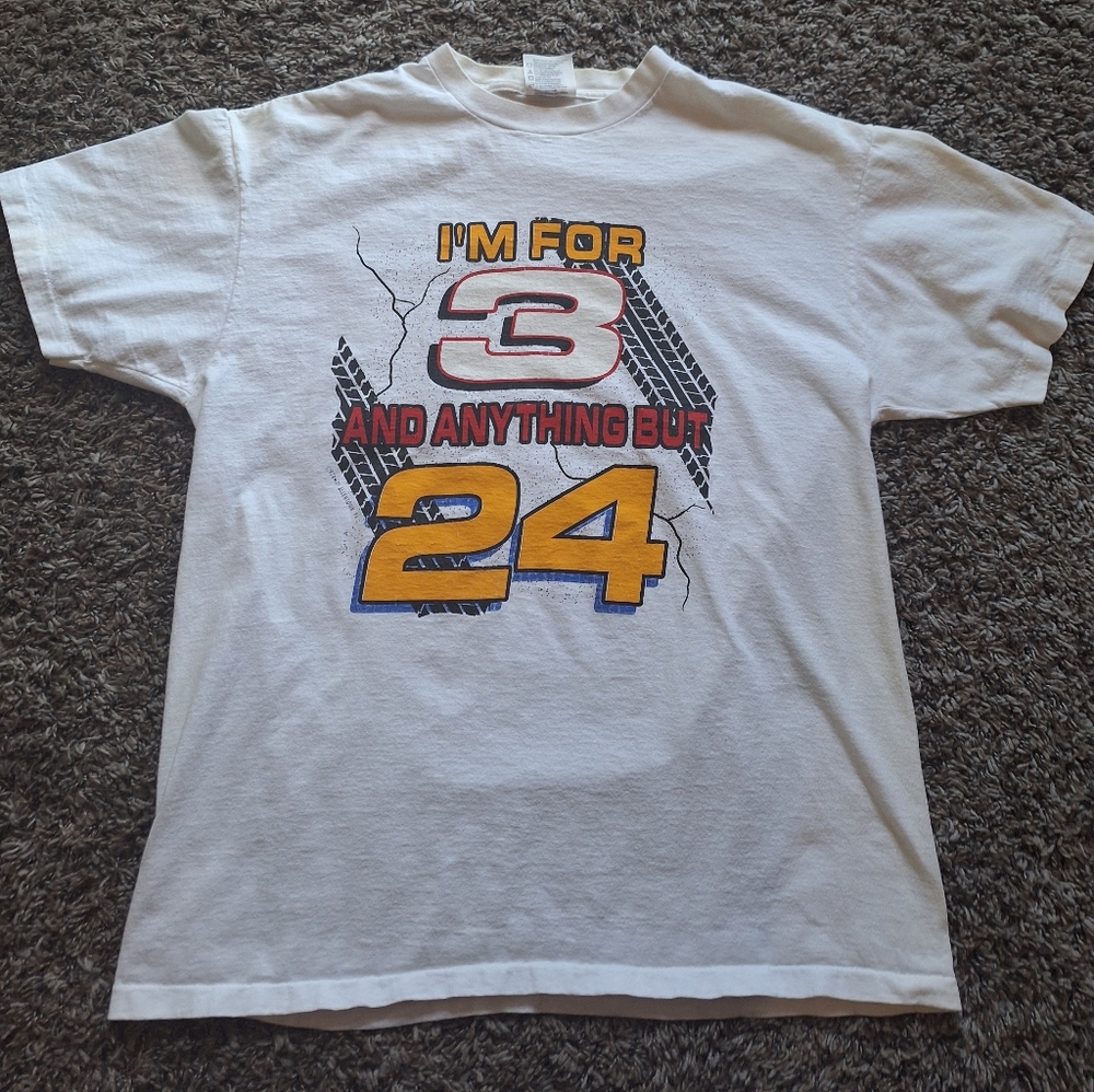 Vintage 90s NASCAR Dale Earnhardt Tshirt  "I'm For 3 & Anything But 24" Men’s L